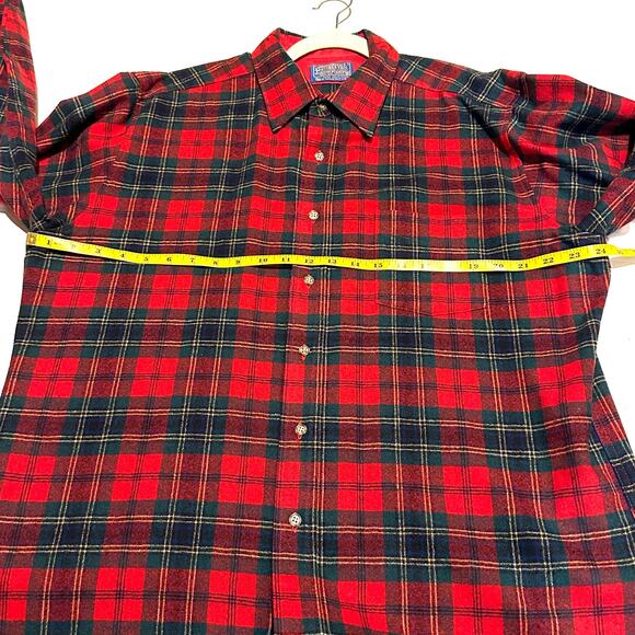 Pendleton Lodge Shirt Vintage 100% Virgin Wool Button Front Plaid Men's Size XL. - Picture 5 of 6